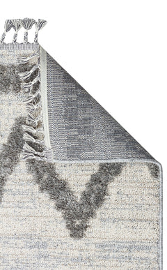 Geometric Area Rug – Machine Made Grey Rug with Soft Texture & Anti Slip