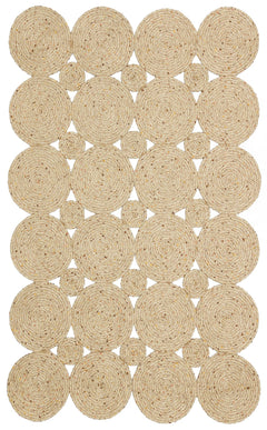 Beige Jute Rug – Geometric Pattern Flatweave Area Rug with Soft Texture