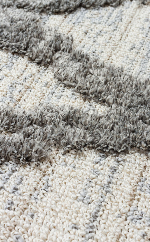 Geometric Area Rug – Machine Made Grey Rug with Soft Texture & Anti Slip