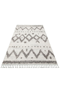 Geometric Area Rug – Machine Made Grey Rug with Soft Texture & Anti Slip