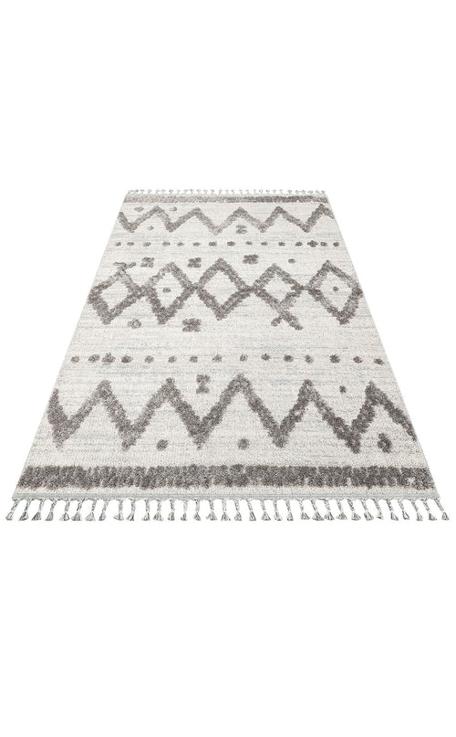 Geometric Area Rug – Machine Made Grey Rug with Soft Texture & Anti Slip
