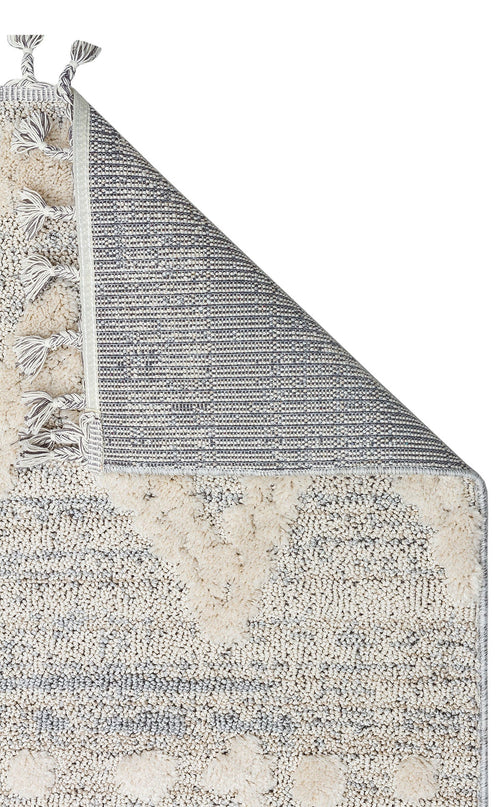 Machine Made Area Rug - Cream Geometric Flatweave Rug With Soft Texture