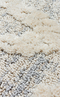 Machine Made Area Rug - Cream Geometric Flatweave Rug With Soft Texture