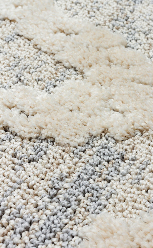 Machine Made Area Rug - Cream Geometric Flatweave Rug With Soft Texture