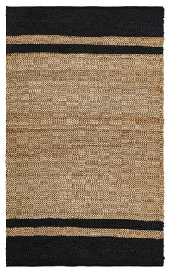Handmade Jute Rug – Beige Striped Natural Fiber Carpet with Soft Texture