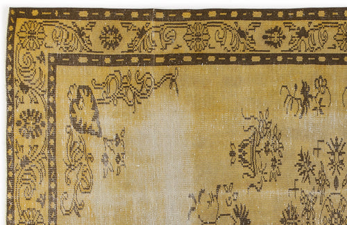 Atina Yellow Vintage Wool Handmade Area Rug 5'10" x 8'11"