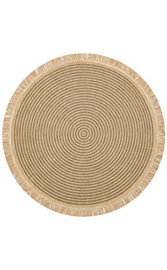 Grey Geometric Kilim - Cotton Round Rug | Non Slip Flatweave Area Rug