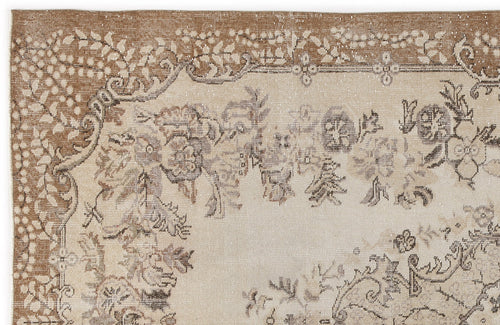 Atina Beige Vintage Wool Handmade Area Rug 6'1" x 9'10"