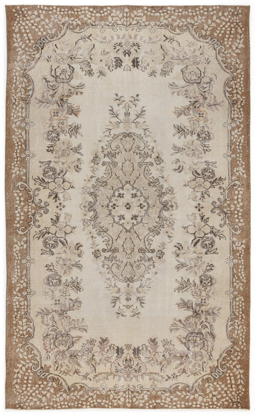 Atina Beige Vintage Wool Handmade Area Rug 6'1" x 9'10"