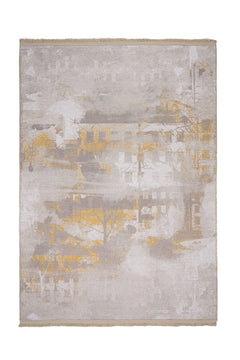 Modern Beige Area Rug – Cotton Chenille Digital Print Carpet for Living Room