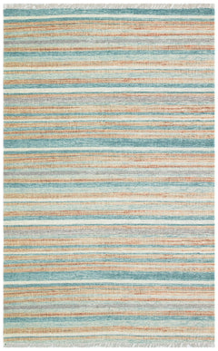 Blue Striped Cotton Kilim – Washable Cotton Rug | Double Sided, Fluff Resistant