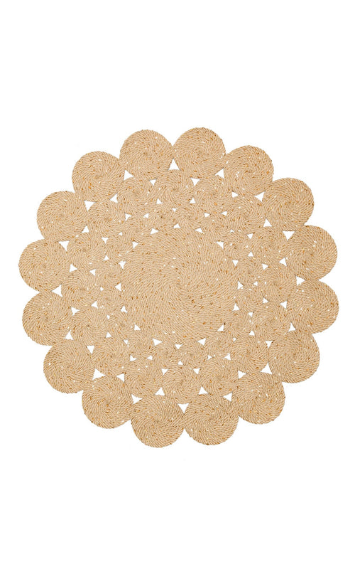 Round Jute Rug – Modern Beige Knit Pattern | Soft Texture Dust Free Carpet