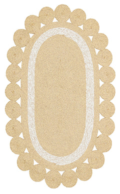 Modern Jute Rug - Beige Oval Knit Rug | Eco Friendly, Dust Free Carpet