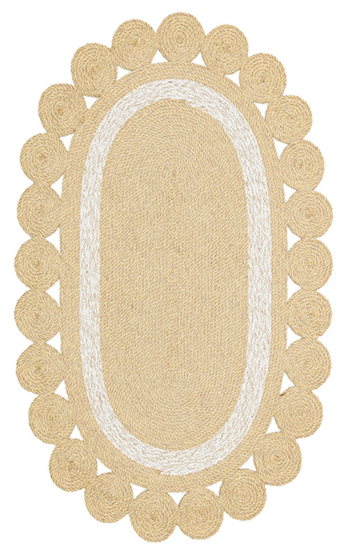 Modern Jute Rug - Beige Oval Knit Rug | Eco Friendly, Dust Free Carpet