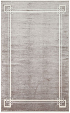 Machine Made Area Rug - Grey Frame Rug | Art Deco Carpet, Soft Texture, Easy To Clean