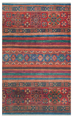 Red Striped Kilim - Modern Patterned Rug | Soft Texture Washable Carpet