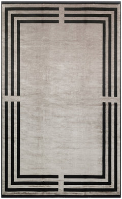 Grey Viscose Area Rug - Classic Machine Made Rug with Soft Texture Carpet