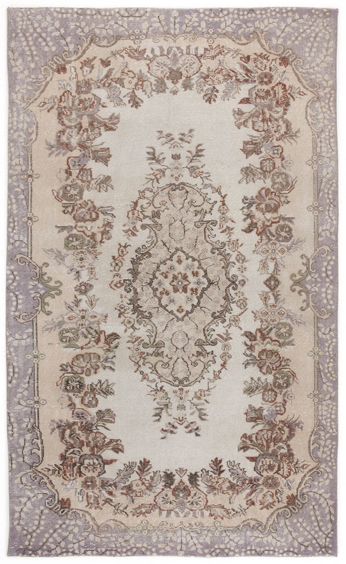 Atina Beige Vintage Wool Handmade Area Rug 5'7" x 9'5"