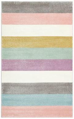 Nuziders Pink Striped Kids Rug
