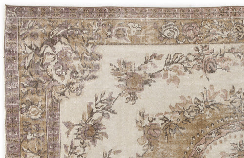 Atina Beige Vintage Wool Handmade Area Rug 5'11" x 9'7"