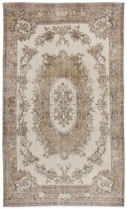 Atina Beige Vintage Wool Handmade Area Rug 5'11" x 9'7"