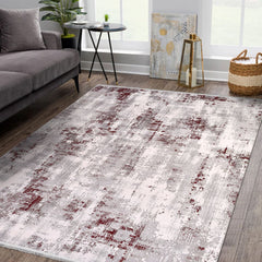 Modern Area Rug – Machine Made Rug with Grey Acrylic Yarn & Overlocked Edge