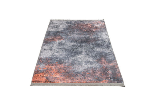 Grey Cotton Area Rug - Digital Print Chenille Carpet for Modern Living Room