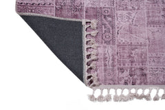 Pink Patchwork Area Rug - Cotton Chenille Digital Print Carpet for Living Room