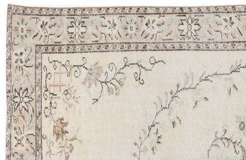 Atina Beige Vintage Wool Handmade Area Rug 5'10" x 9'9"