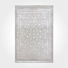 Viscose Area Rug – Machine Made Beige Frame Rug With 7mm Pile Height