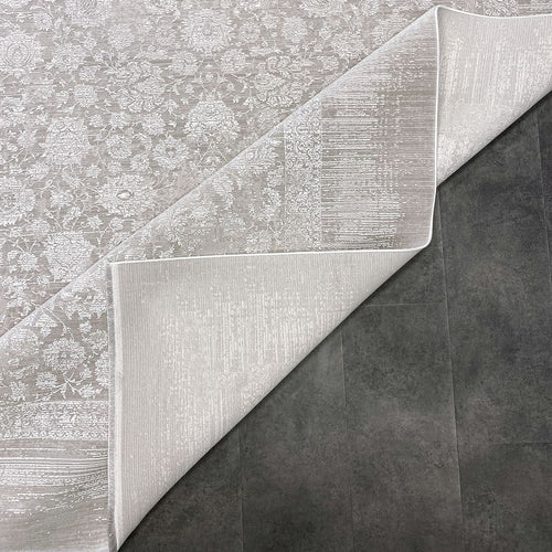 Viscose Area Rug – Machine Made Beige Frame Rug With 7mm Pile Height