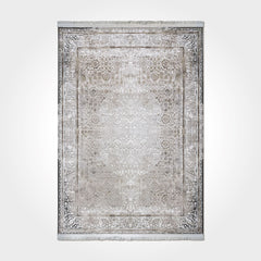 Molly Cream Beige Frame Viscose Machine Made Area Rug