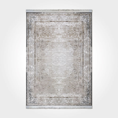 Molly Cream Beige Frame Viscose Machine Made Area Rug