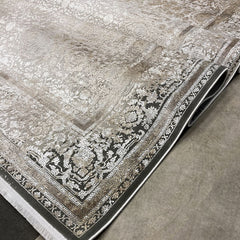 Molly Cream Beige Frame Viscose Machine Made Area Rug