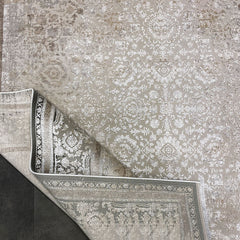 Molly Cream Beige Frame Viscose Machine Made Area Rug