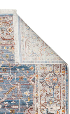 Blue Area Rug - Classic Machine Made Carpet | Ethnic Style, Dust Free & Easy To Clean