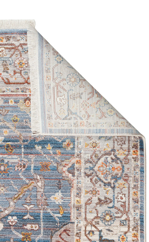 Blue Area Rug - Classic Machine Made Carpet | Ethnic Style, Dust Free & Easy To Clean