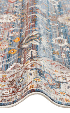 Blue Area Rug - Classic Machine Made Carpet | Ethnic Style, Dust Free & Easy To Clean