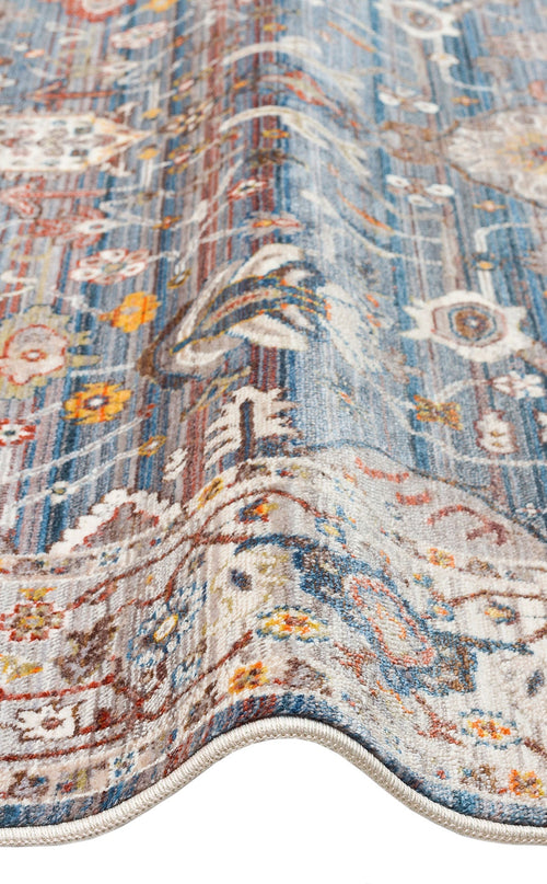 Blue Area Rug - Classic Machine Made Carpet | Ethnic Style, Dust Free & Easy To Clean