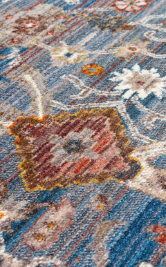 Blue Area Rug - Classic Machine Made Carpet | Ethnic Style, Dust Free & Easy To Clean