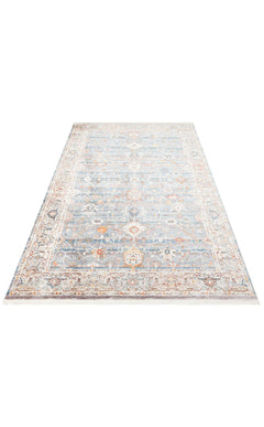 Blue Area Rug - Classic Machine Made Carpet | Ethnic Style, Dust Free & Easy To Clean