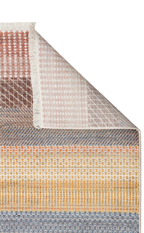 Machine Made Area Rug – Multicolor Striped Flatweave Rug With Soft Texture