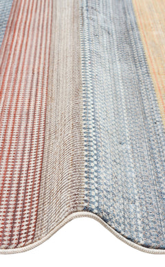 Machine Made Area Rug – Multicolor Striped Flatweave Rug With Soft Texture