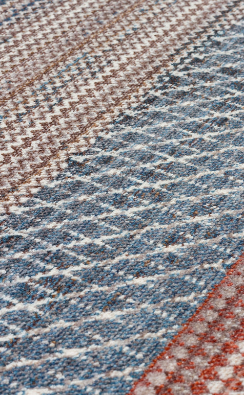 Machine Made Area Rug – Multicolor Striped Flatweave Rug With Soft Texture