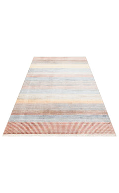 Machine Made Area Rug – Multicolor Striped Flatweave Rug With Soft Texture