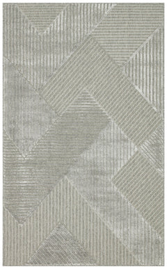 Grey Geometric Area Rug – Wool Viscose Carpet | Machine Made Modern Woven