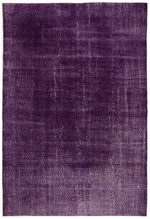 Atina Purple Vintage Wool Handmade Area Rug 6'9" x 10'1"