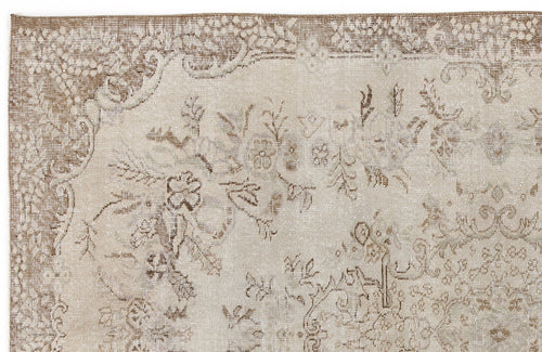 Atina Beige Vintage Wool Handmade Area Rug 5'5" x 8'8"