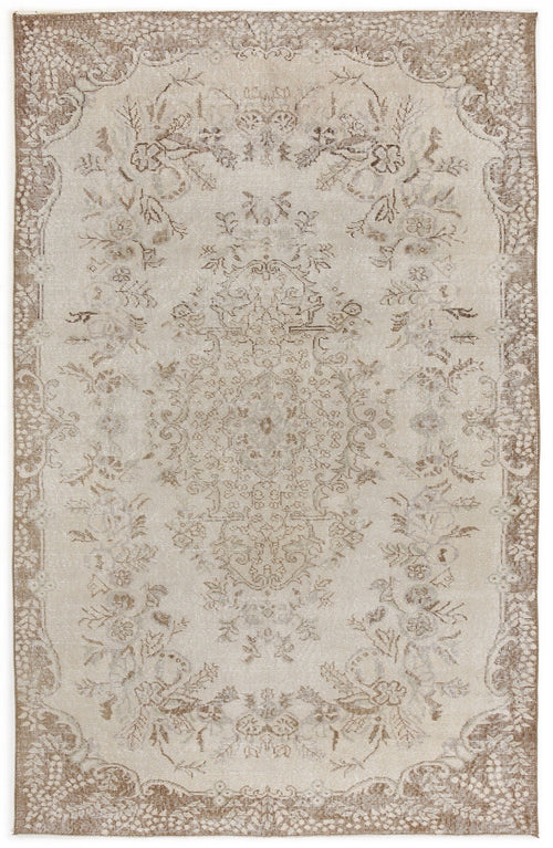 Atina Beige Vintage Wool Handmade Area Rug 5'5" x 8'8"