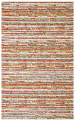 Cotton Kilim Carpet - Durable Orange Striped Woven Flatweave Rug With Soft Texture
